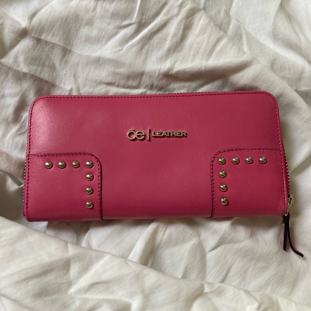 Cloe Pink Studded Leather Wallet